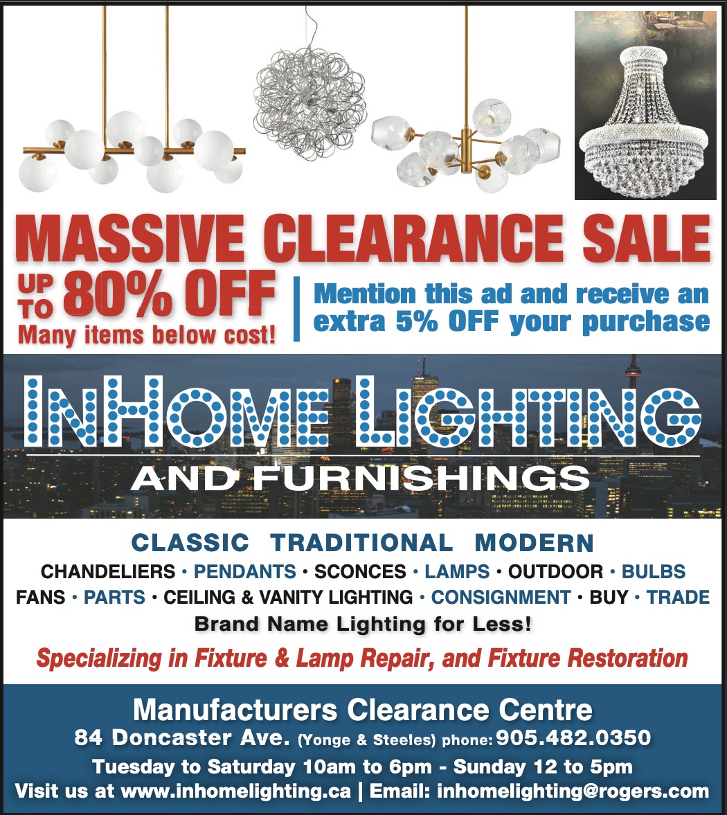 InHomeLighting - Massive Clearance Sale of Light Fixtures and Lamps.